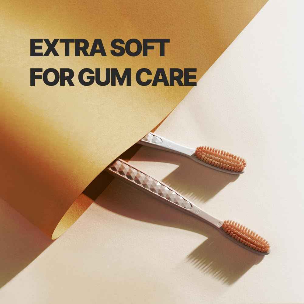 WANGTA Gold – Extra Soft Extra Large Toothbrush – 1.6 inch (4 cm) Wide Head | 4,000 Ultra-Fine Bristles for Sensitive Gums | Premium Korean Toothbrush (10 Pack)