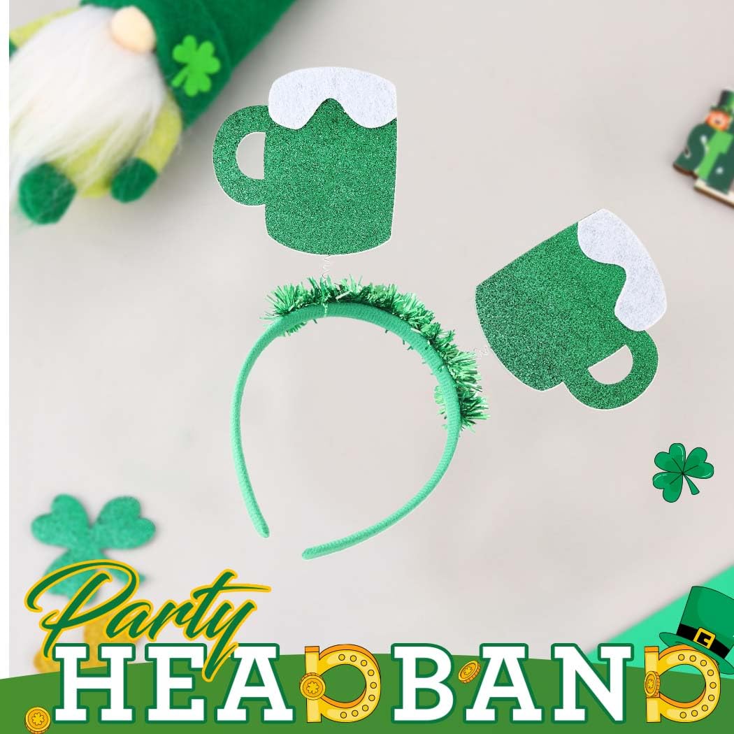 JEWEKY St Patrick's Day Headbands Irish Day Hairbands Beer Mug Headpiece Festive Holiday Hair Accessories for Women (Style 1)