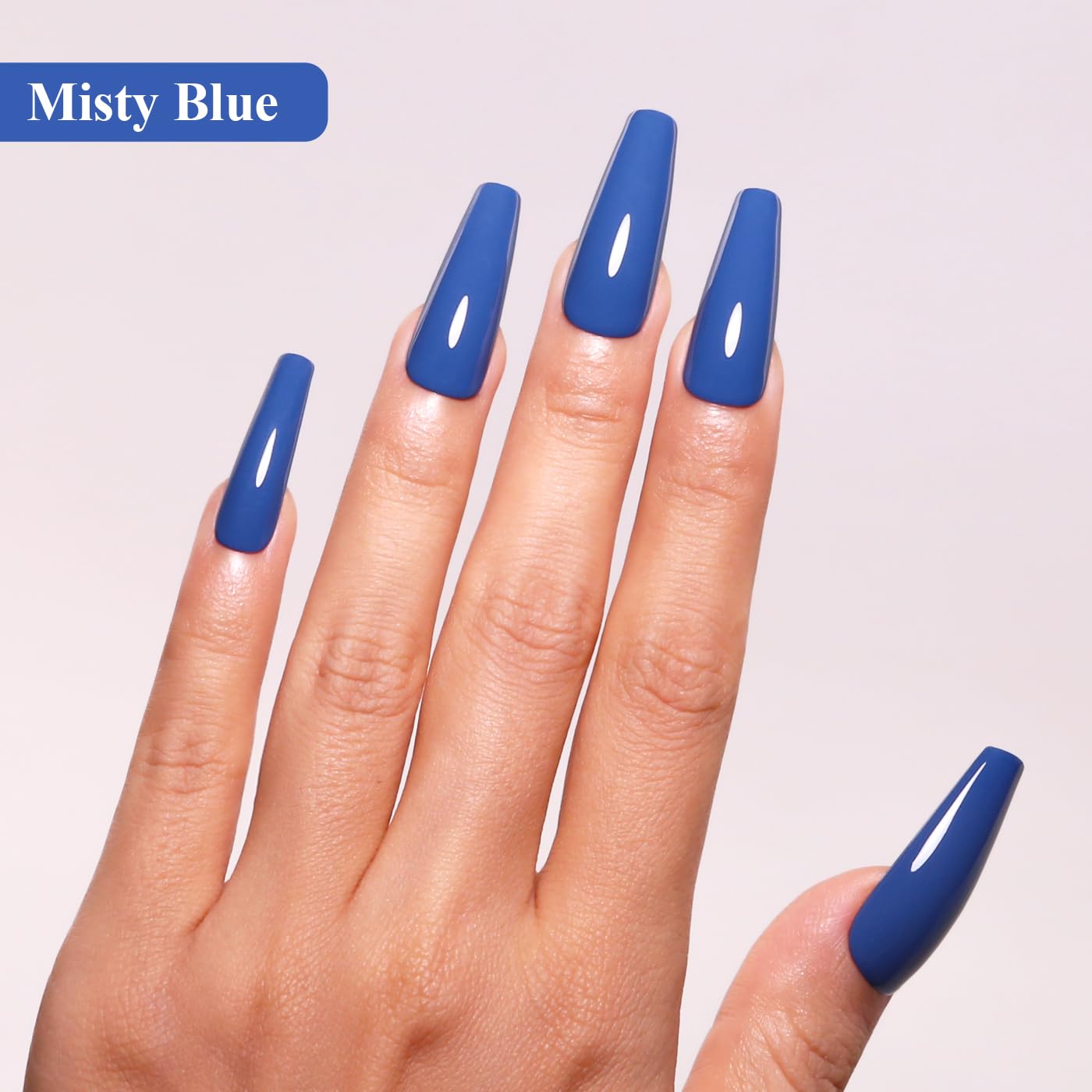 Imtiti Blue Gel Nail Polish, 15ML Misty Blue Gel Polish Autumn Winter Gel Nail Polish Soak Off LED UV Nail Gel Polish DIY Nail Art Starter Manicure Salon Gel Nail Kit