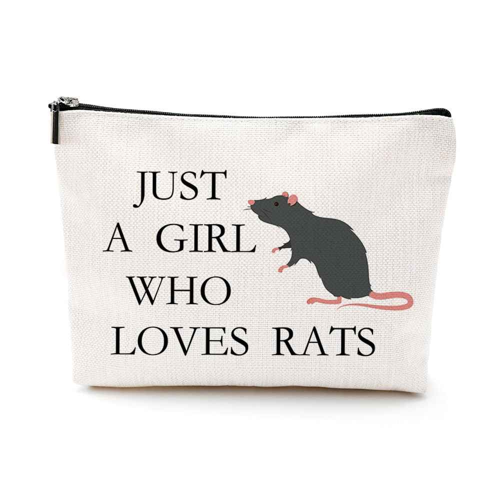 VICBOU Cute Rat Makeup Bag Rat Gifts for Women Girls Rats Decor Stuff Merch for Animal Lovers Funny Christmas Birthday Gift for Teens Best Friend Daughter BFF Sister Bestie Cosmetic Bag