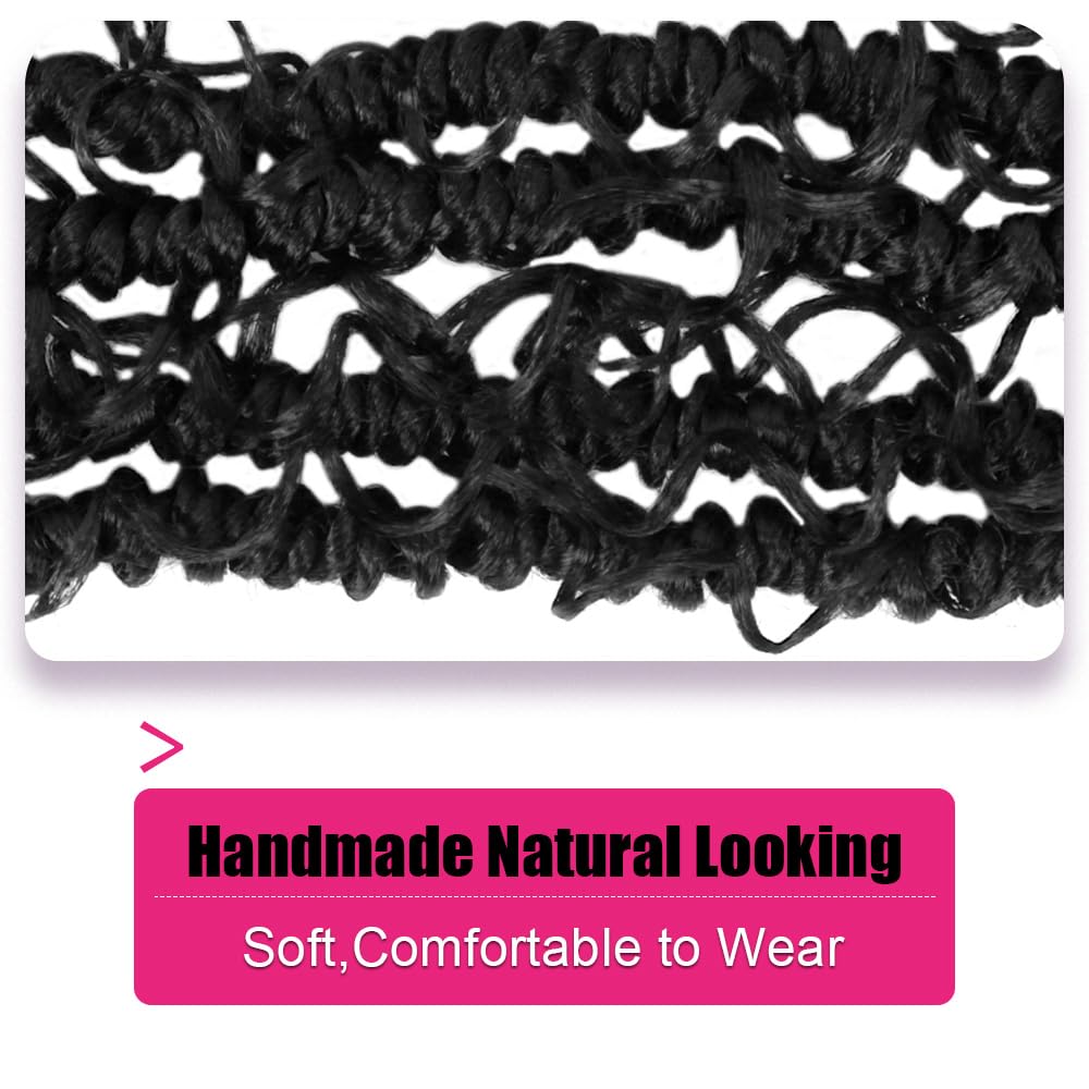 NISEYO Goddess Passion Twist Crochet Hair with Curly Ends 18 Inch, 8 Packs Boho Style Crochet Passion Twist Hair Pre looped, Long Pre-twisted Boho Braids (1B,Natural Black)