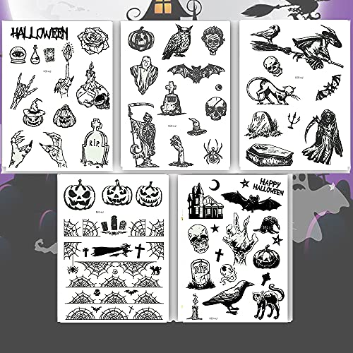 Glow in Dark Halloween Temporary Tattoos - 80 Pack for Kids