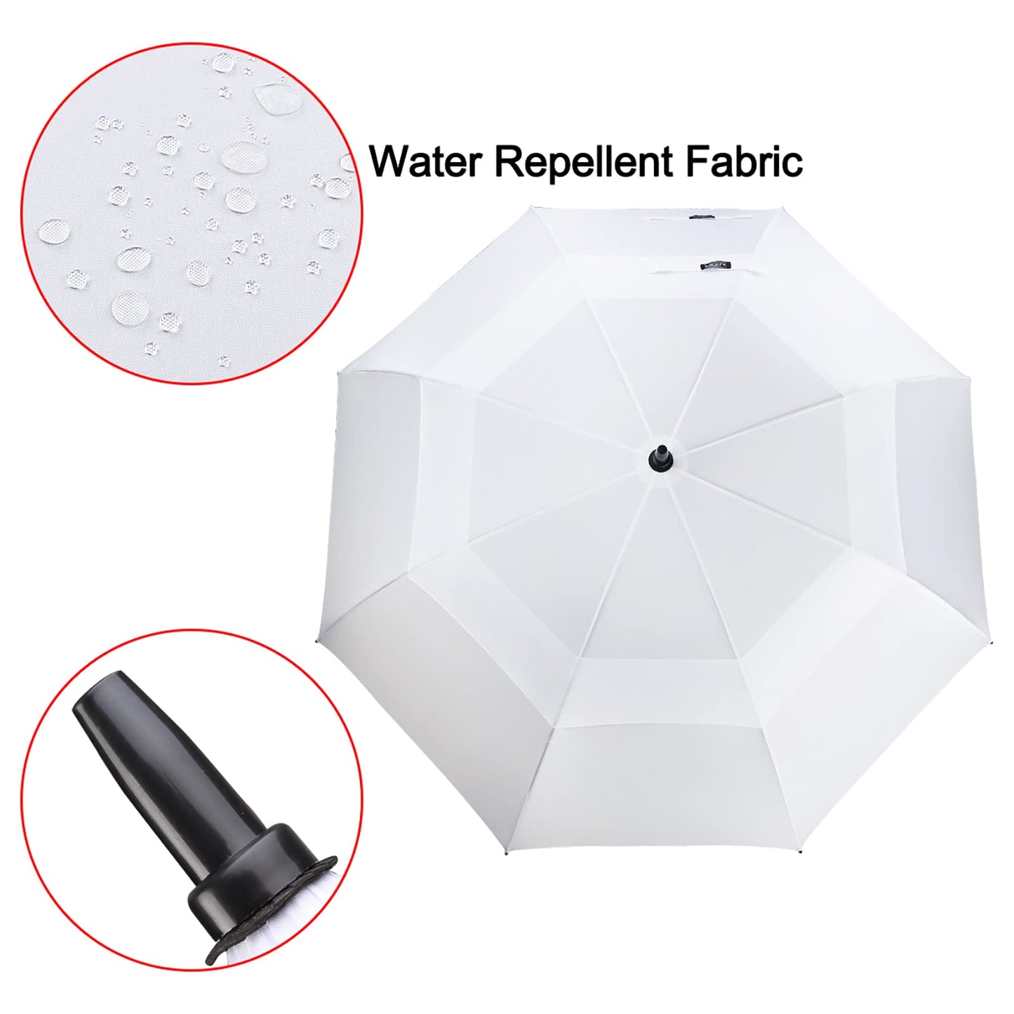 G4Free 54 Inch Automatic Open Golf Umbrella Windproof Extra Large Oversize Double Canopy Vented Windproof Waterproof Stick Umbrellas for Men (White)