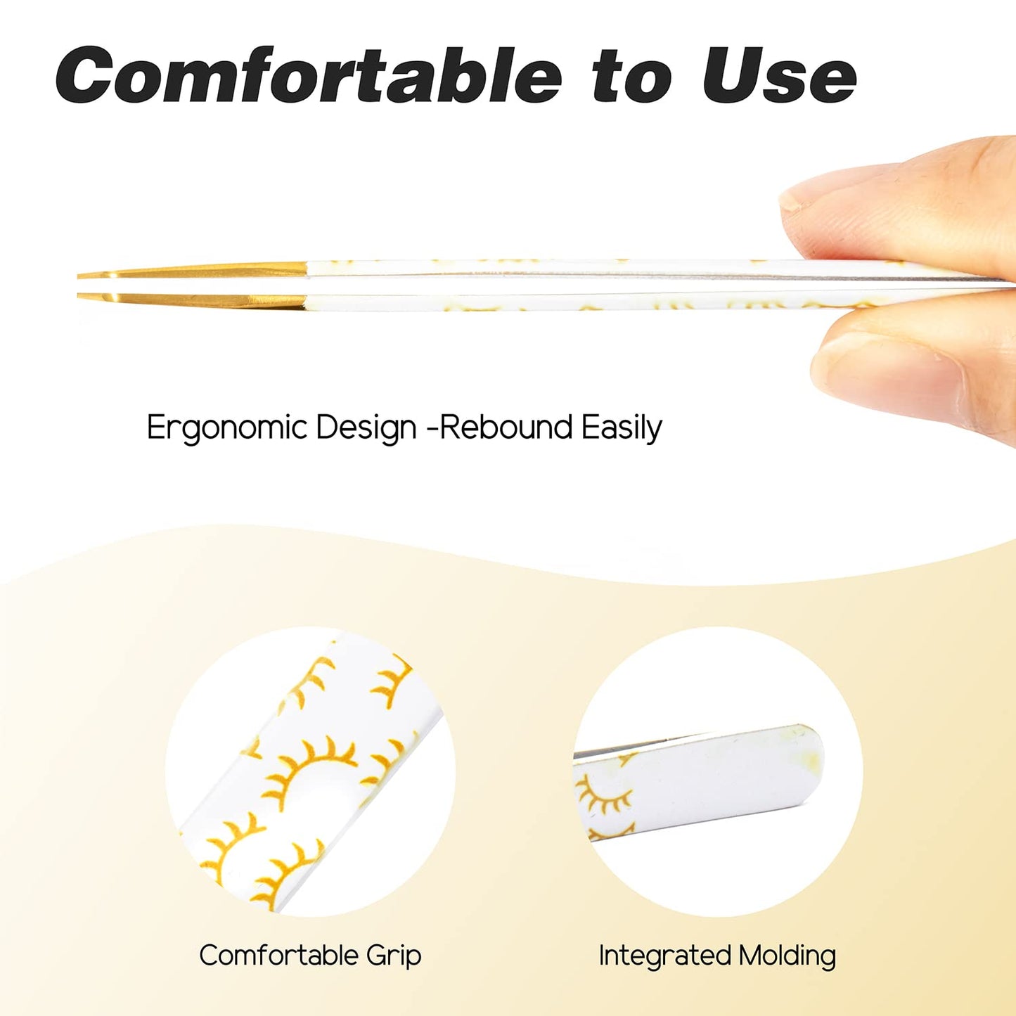 TDANCE Lash Tweezers for Eyelash Extensions,Volume Lash Tweezers for Mega Volume Lashes Make Fans,Stainless Steel Fiber Tip Lash Extension Tweezers(White-Gold-T01-Volume Tweezers,1Pcs)