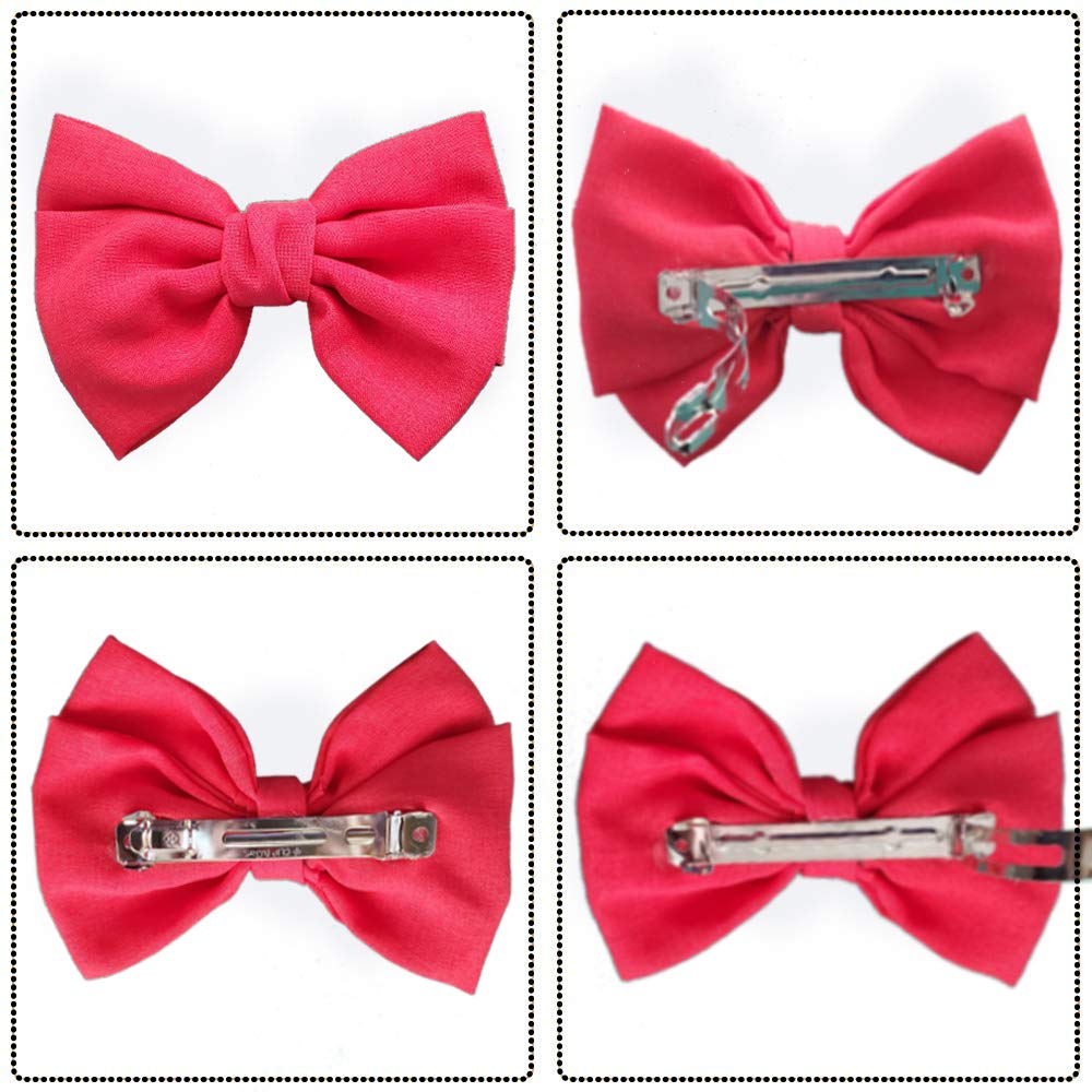 Hair Bow Clips, 5" French Hair Bows Hair Barrettes 6 Pcs Hair Accessories for Women Girls and Ladies