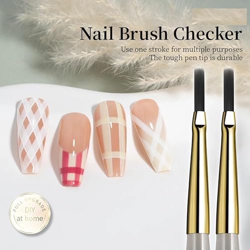 Ombre Nail Art Brush ? Thin Striping & Checker Painting Tool for Acrylic Nails, Poly Gel Design, Manicure Detail & Gradient Effects, Professional Nail Drawing Accessory