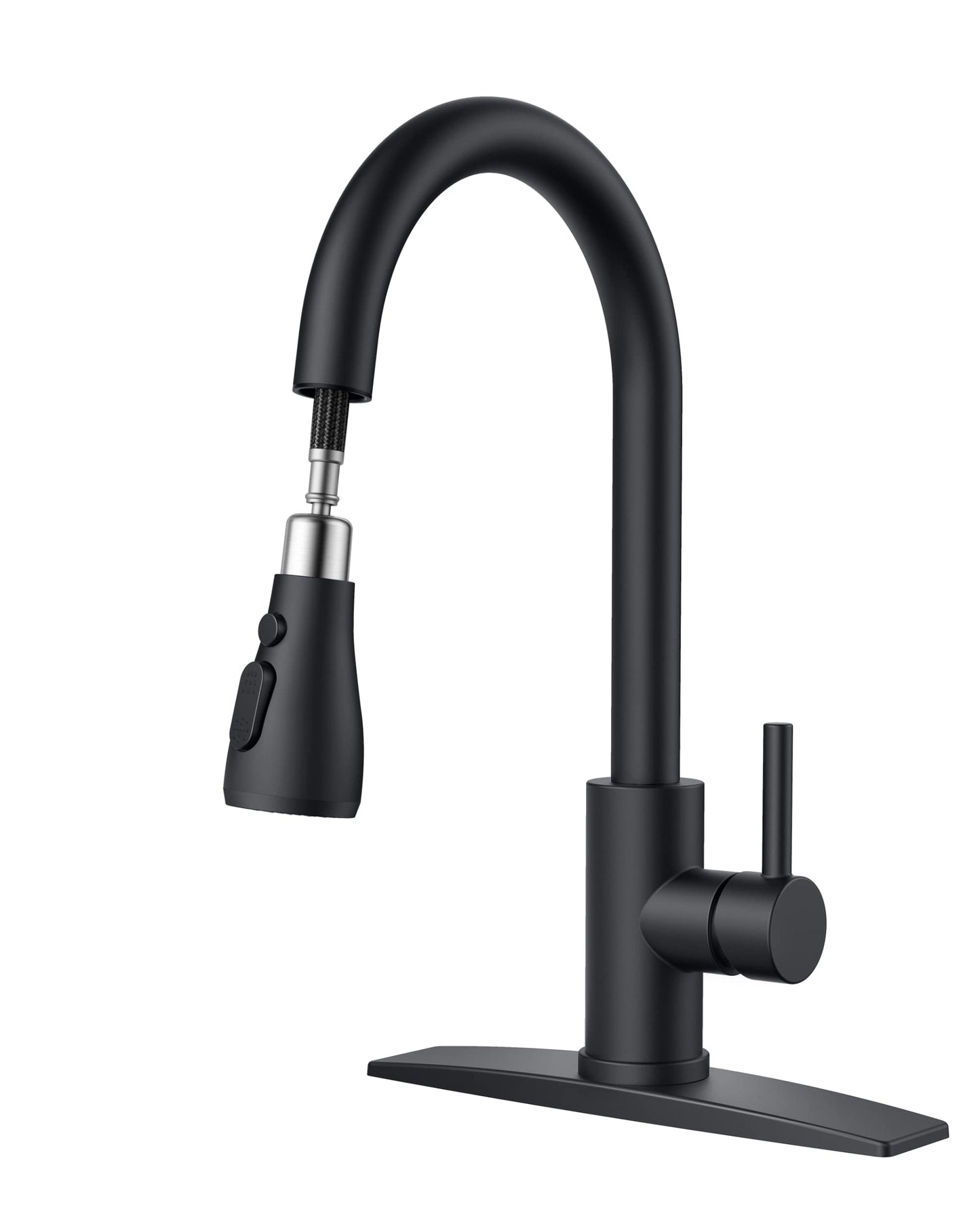 FORIOUS Black Kitchen Faucets, Kitchen Faucet with Pull Down Sprayer, High Arc Single Handle Stainless Steel Sink Faucets 1 or 3 Hole, Classic Kitchen Sink Faucets for Farmhouse Camper Laundry Rv Bar