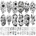 92-Sheet Flower Temporary Tattoos for Women - Waterproof Floral