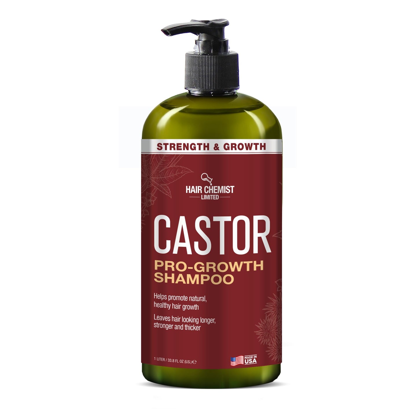 Hair Chemist Castor Pro-Growth Shampoo 33.8 oz. AND Conditioner 33.8 oz. 2-PC Boxed Gift Set - Made with Natural Castor Oil for Hair Growth, Sulfate Free Shampoo & Conditioner Set