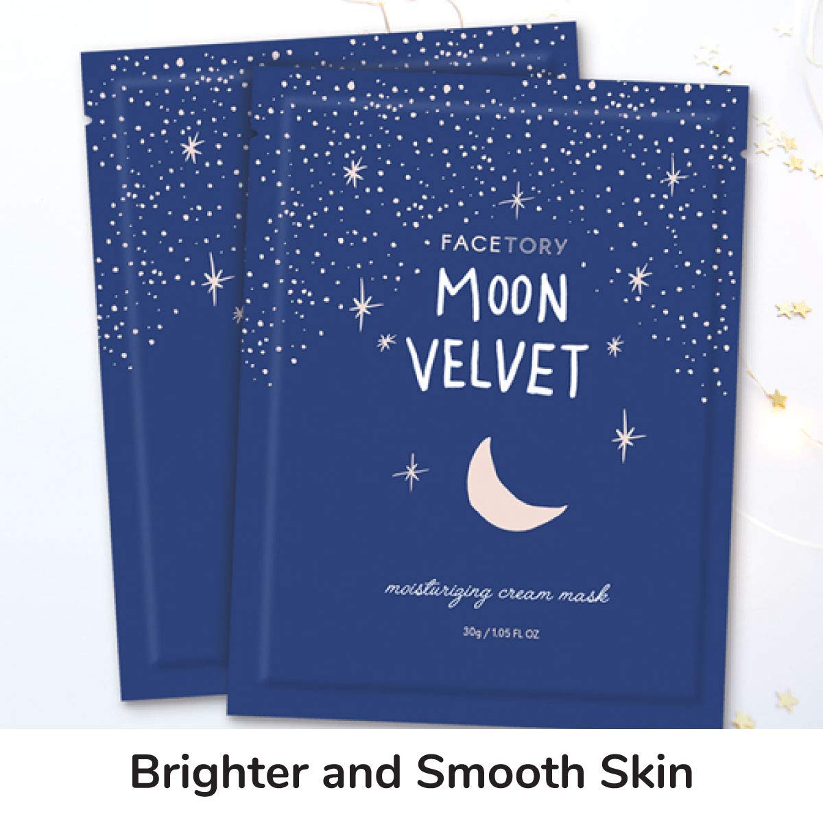 FACETORY K Beauty Face Mask Skin Care - MOON VELVET MOISTURIZING Sheet Mask with Sodium Hyaluronate & Shea Butter Cream | Moisturizing Cream Mask (5 Pack)