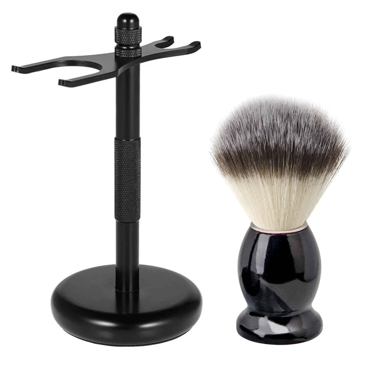ZENGRASOIR Safety Razor and Brush Stand Holder with Synthetic Hair Shaving Brush with Solid Wood Handle Prolong The Life of Your Shaving Brush