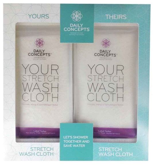 Daily Concepts - Daily Stretch Wash Cloth Refill for Whole Body Exfoliation, Stretches Upto Three Times its Size, Vigorous Texture Safe for All Skin Types 68g… (REUSABLE, 2, Count)
