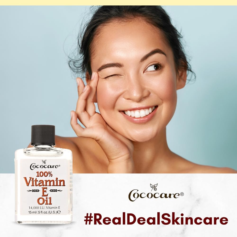 COCOCARE 100% Vitamin E Oil, 14000 I.U., 0.5 Fl Oz - Skin Moisturizer & Antioxidant Protection