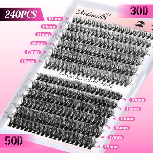 Veleasha Lash Clusters 268PCS Individual Lashes Wispy Brown Clusters Lashes Bottom Lashes Natural Spike D Curl Eyelash Clusters Fluffy Pestañas DIY Eyelash Extensions for Beginner Easy(Hot Style MIX)