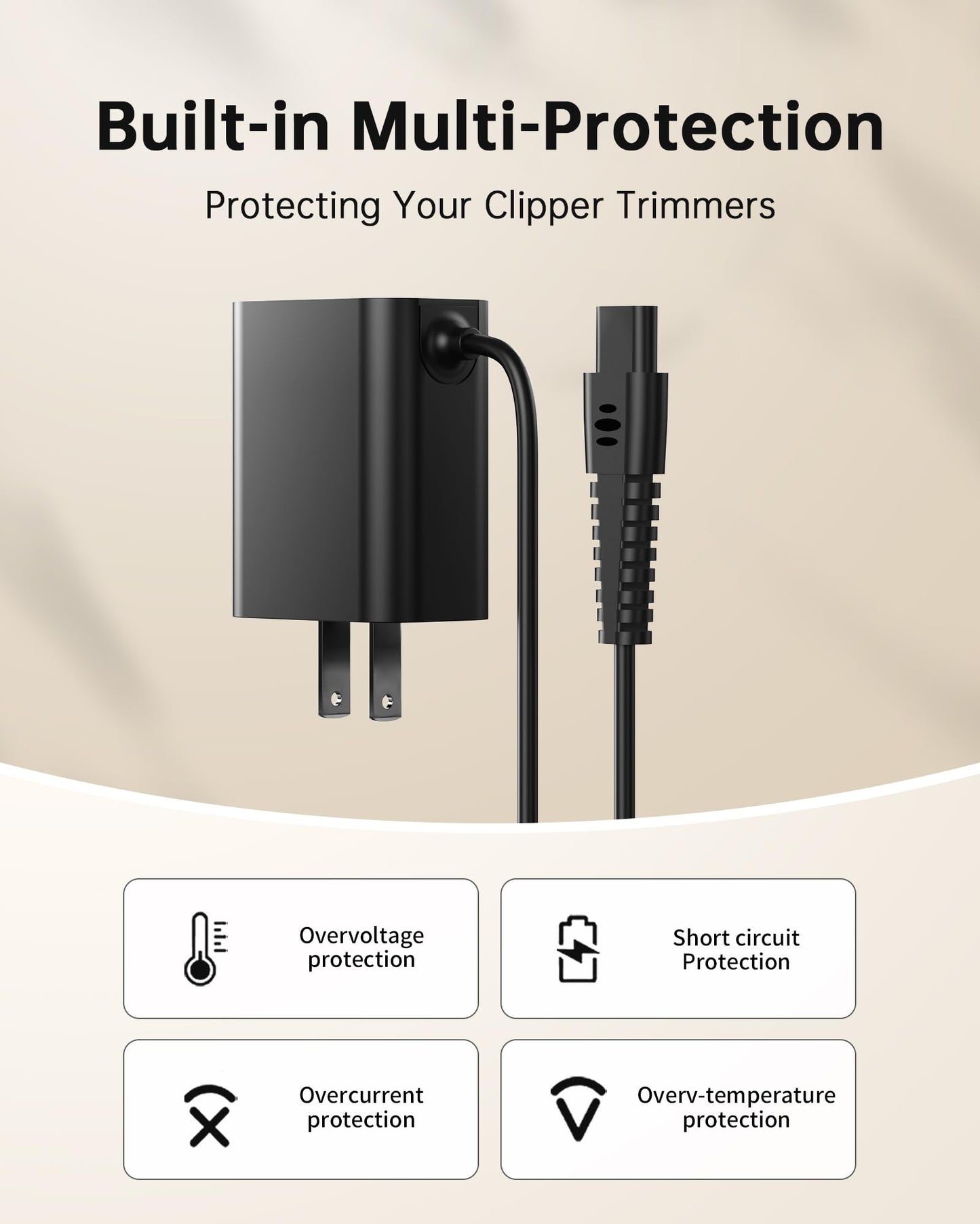 VHBW 4.5V Charger Compatible with BaByliss PRO Clippers and Trimmers, Replacement Charger for BaByliss Pro FX870, FX788, FX787, FXSSM, FX820, FX726, FX825, LoPROFX (6FT)