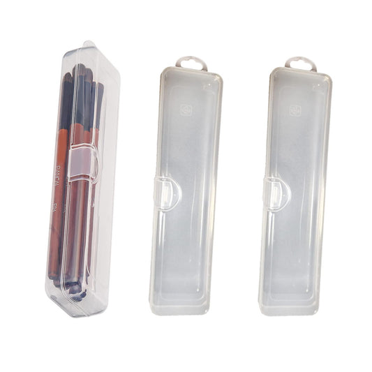 Portable Travel Cosmetic Brush Holder Dispenser Cutlery Storage Jar with Transparent Lid - Fixed Frame - Cotton Swab & Dental Floss Box - 3 pcs (8.4x1.9x1.2 in)