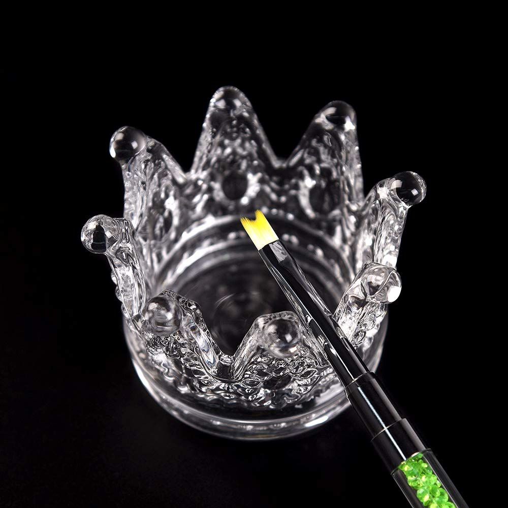 KADS 2 PCS Crown Nair Art Acrylic Liquid Powder Glass Dappen Dish Glass Cup Nails Art Pen Holder Nail Dappen Dish Nail Crystal Bowl Dapping Dish Glass Crystal Cup for Acrylic Liquid Powder