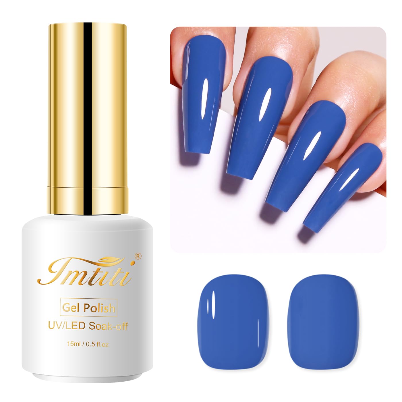 Imtiti Blue Gel Nail Polish, 15ML Misty Blue Gel Polish Autumn Winter Gel Nail Polish Soak Off LED UV Nail Gel Polish DIY Nail Art Starter Manicure Salon Gel Nail Kit