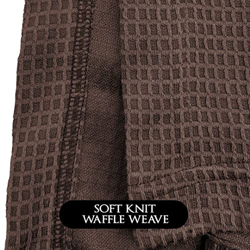 Canyon Rose Waffle Weave Long Spa Wrap, Simple Body Wrap, Luxurious Waffle Weave Knit, One Size Fits Most, Generous Length, Elasticized Top with Touch-and-close Fasteners at Top and Waist, Brown