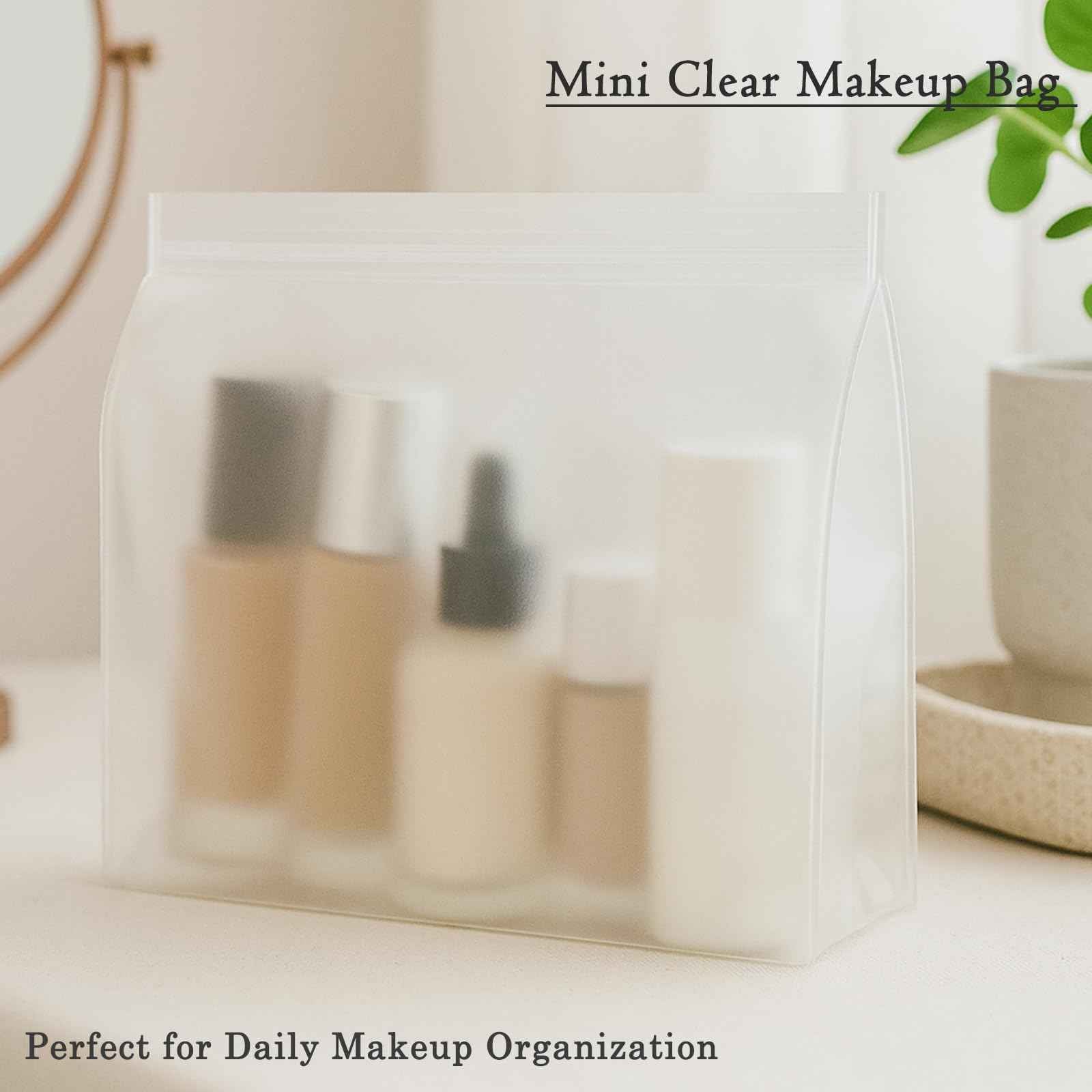 Circloophs 30 Pack Clear Makeup Bag Organizer Cosmetic Zipper Pouch TSA Approved Small Travel Pouches Transparent EVA Reusable Water-resistant Plastic Clear Gift Bags Bulk, Frosted, 10” x 7” x 2.6”