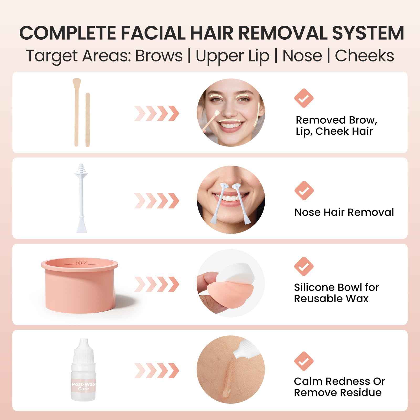 AUZEAL Mini Eyebrow Wax Kit for Women, Wax for Eyebrows Hair Removal, 26 Eye brow Waxing Sticks, 100g Brow Waxing Beads, USB Fast Heat, Smart Constant Temp, Travel or Home Use