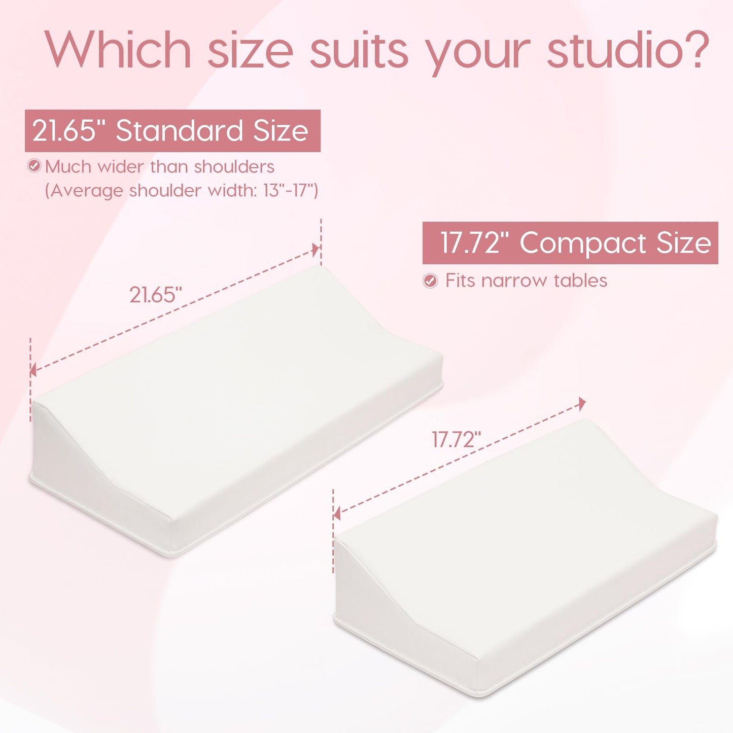 Delanie Nail Tech Arm Rest with Elbow Support - 21.65" Wide Soft Cushion Comfortable Ergonomic Manicure Hand Rest Pillow for Manicurist, Nail Desk Salon Supplies, Standard 21.65" Version