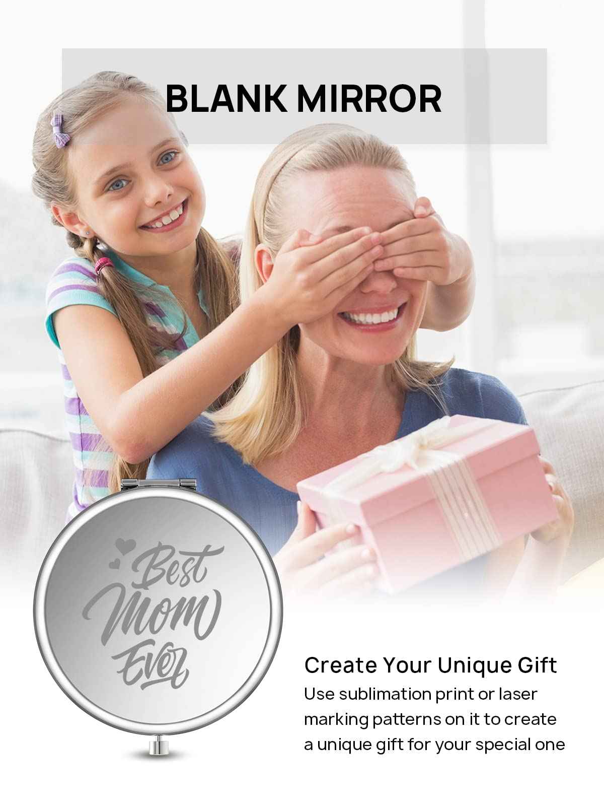 Getinbulk Compact Mirror Bulk, Pack of 6 Double-Sided 1X/2X Magnifying Metal Makeup Mirrors(Round, Silver)