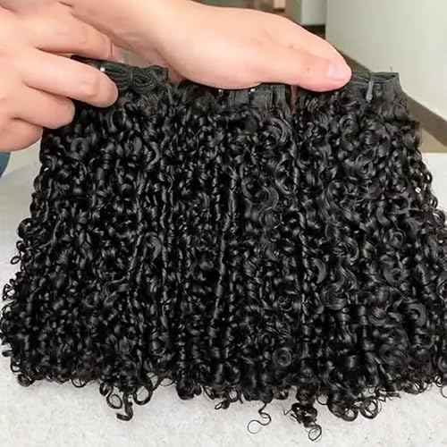16A Double Weft Pixie Bouncy Curly Human Hair Bundles 18 Inch 1 Bundle Burmese Curly Human Hair Bundles 3C4A 100% Unprocessed Brazilian Raw Virgin Hair Extensions Quick Weave Extensions Natural Color