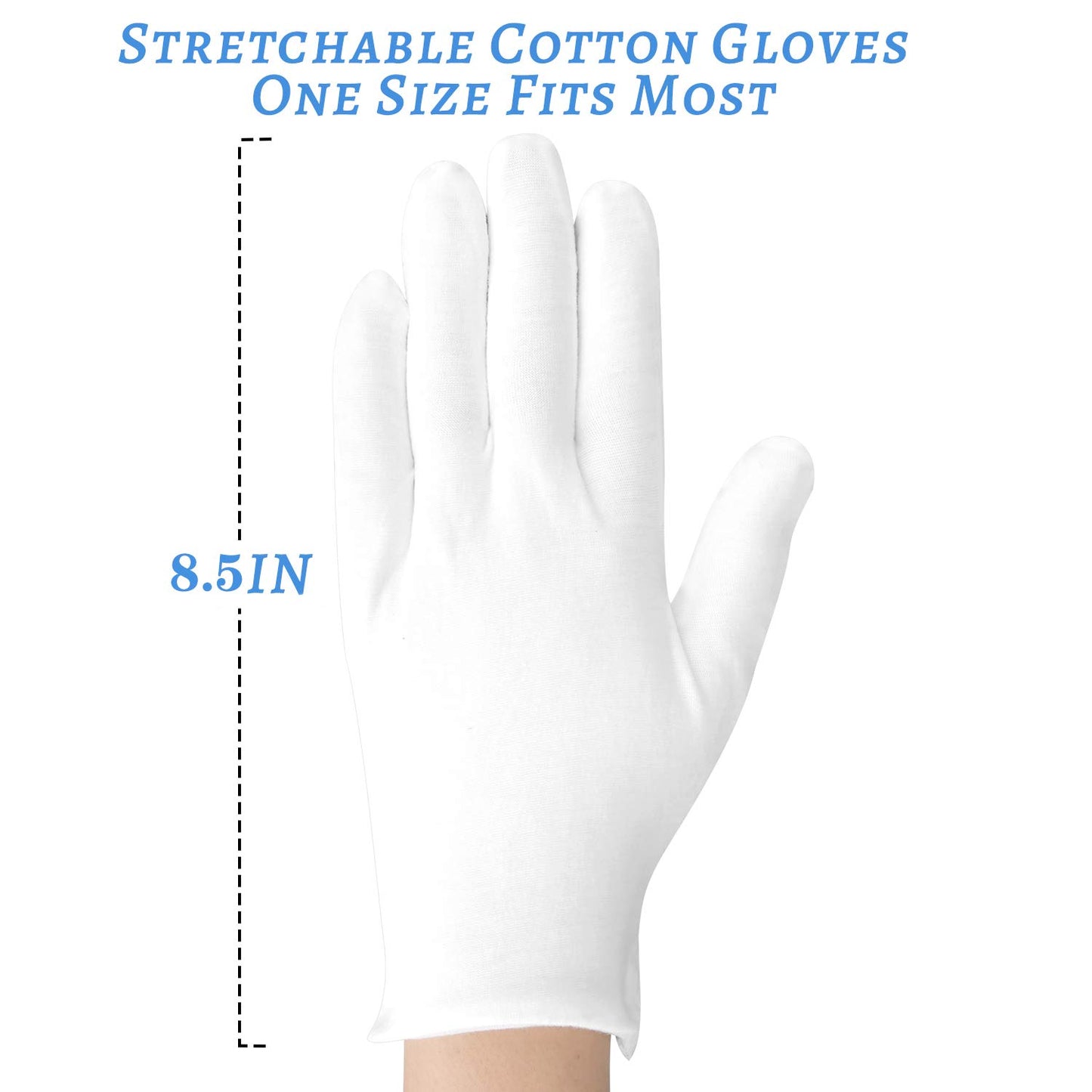 Cotton Gloves, 3Pairs White Gloves for Eczema, White Cotton Eczema Gloves for Men and Women Dry Hands, Breathable Machine Washable Cloth Gloves