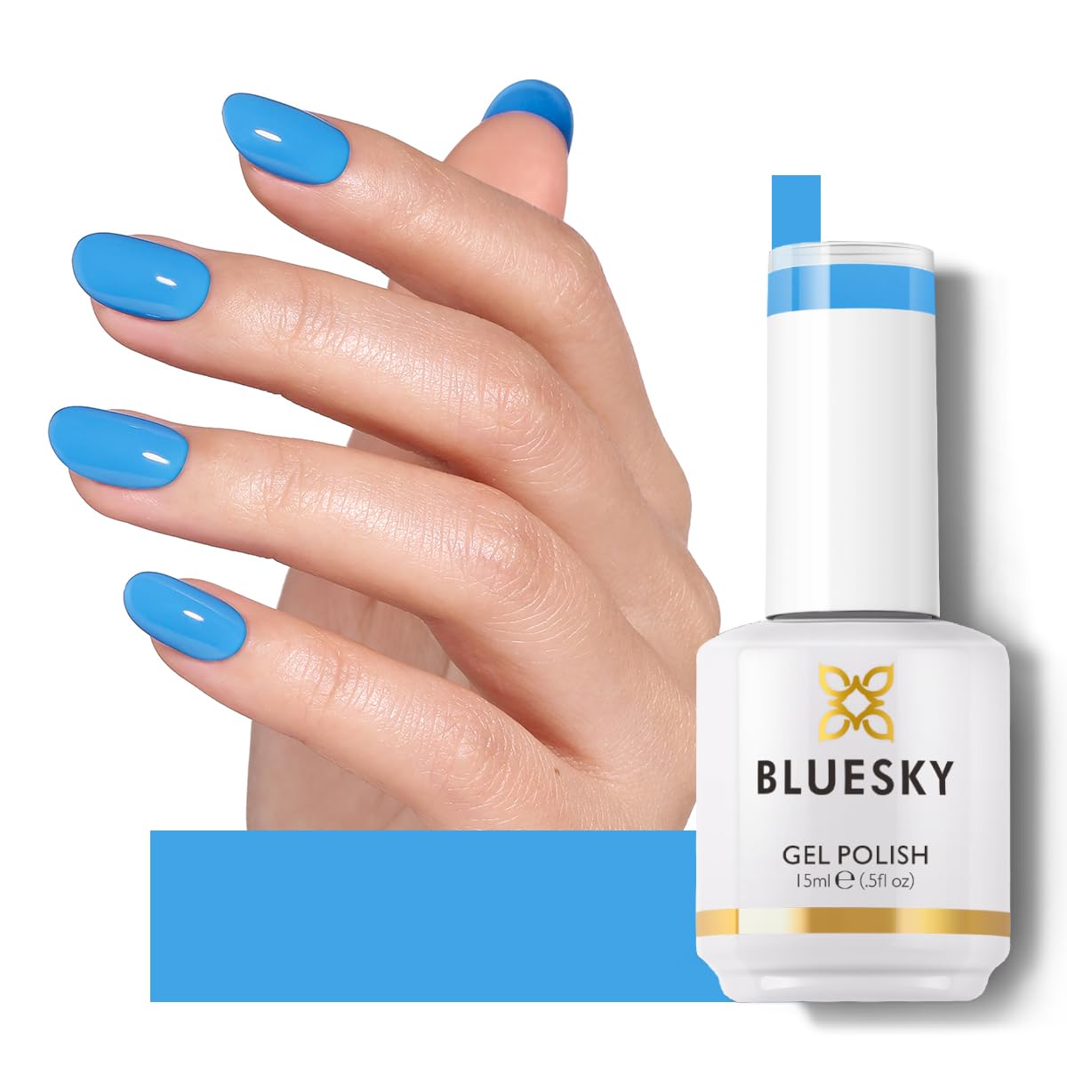 BLUESKY Gel Polish for Nails Color Blue Salon Single Bottle Gel Soak Off Manicure at Home,Long Lasting &Chip Resistant, Vegan, 15ml CS24P/SEASIDE BLUE