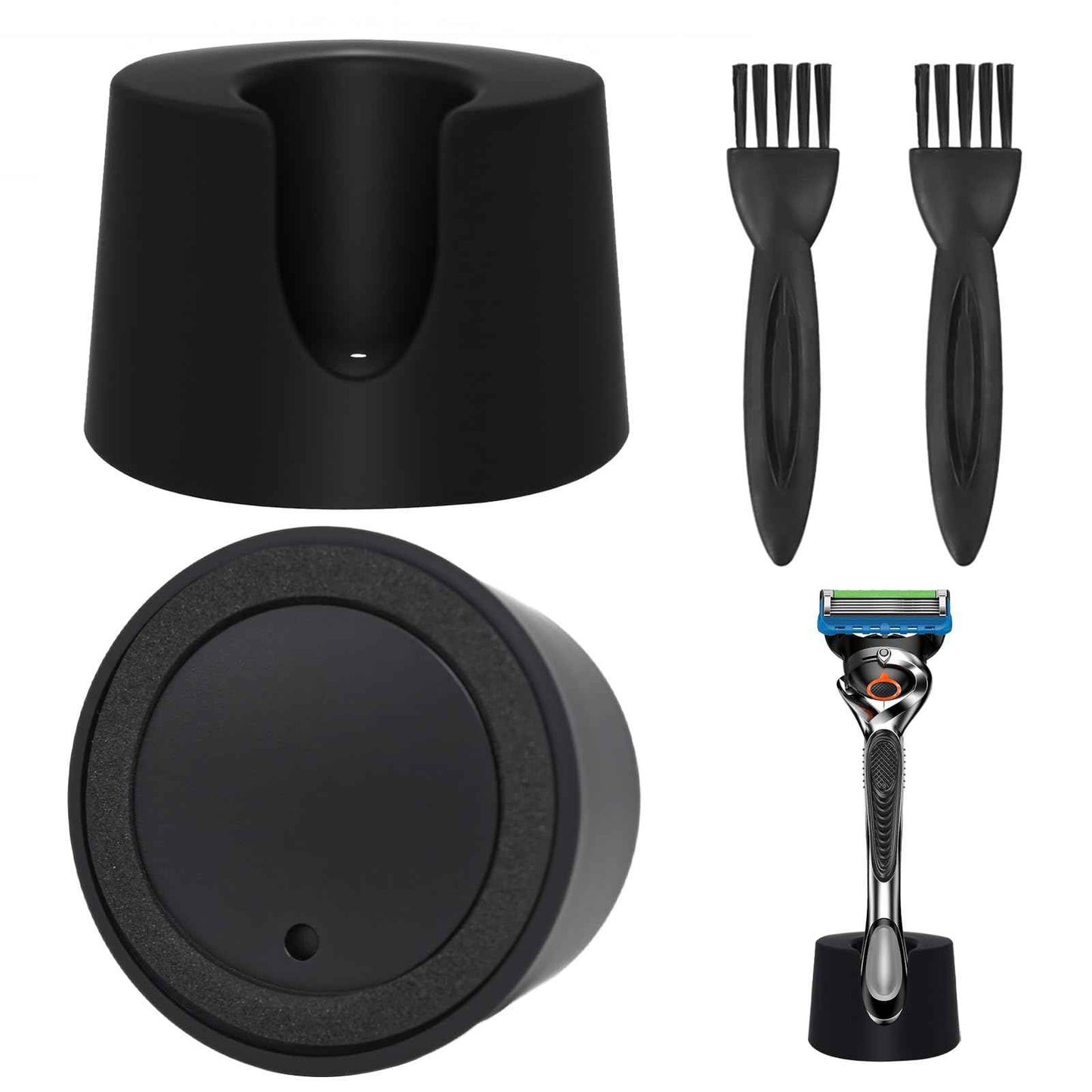 MEIJIAYOU Razor Holder Compatible with Gillette Razor,2 Pack Anti-slip ABS Draining Razor Stand Compatible with Gillette Razor For Bathroom,2PCS Cleaning Brushes Included