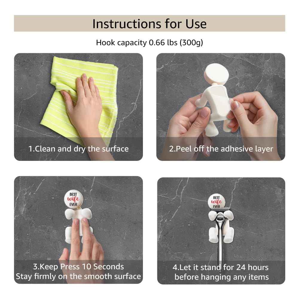 AGMDESIGN Best Wife Ever Shower Razor Holder, Funny Wifey Bathroom Decor for Inside Shower, Gadgets Leg Razor Holder, Cute Valentine's Day Storage Hook Gifts for Women Girlfriend Wife Sister Mom