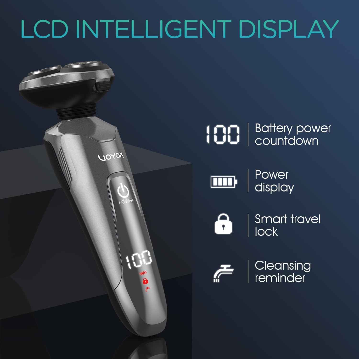 VOYOR Electric Razor for Men Cordless Shavers for Shaving with face sideburn Nose Ear Hair Rechargeable Wet Dry Waterproof TX410 New (New Version-Grey)