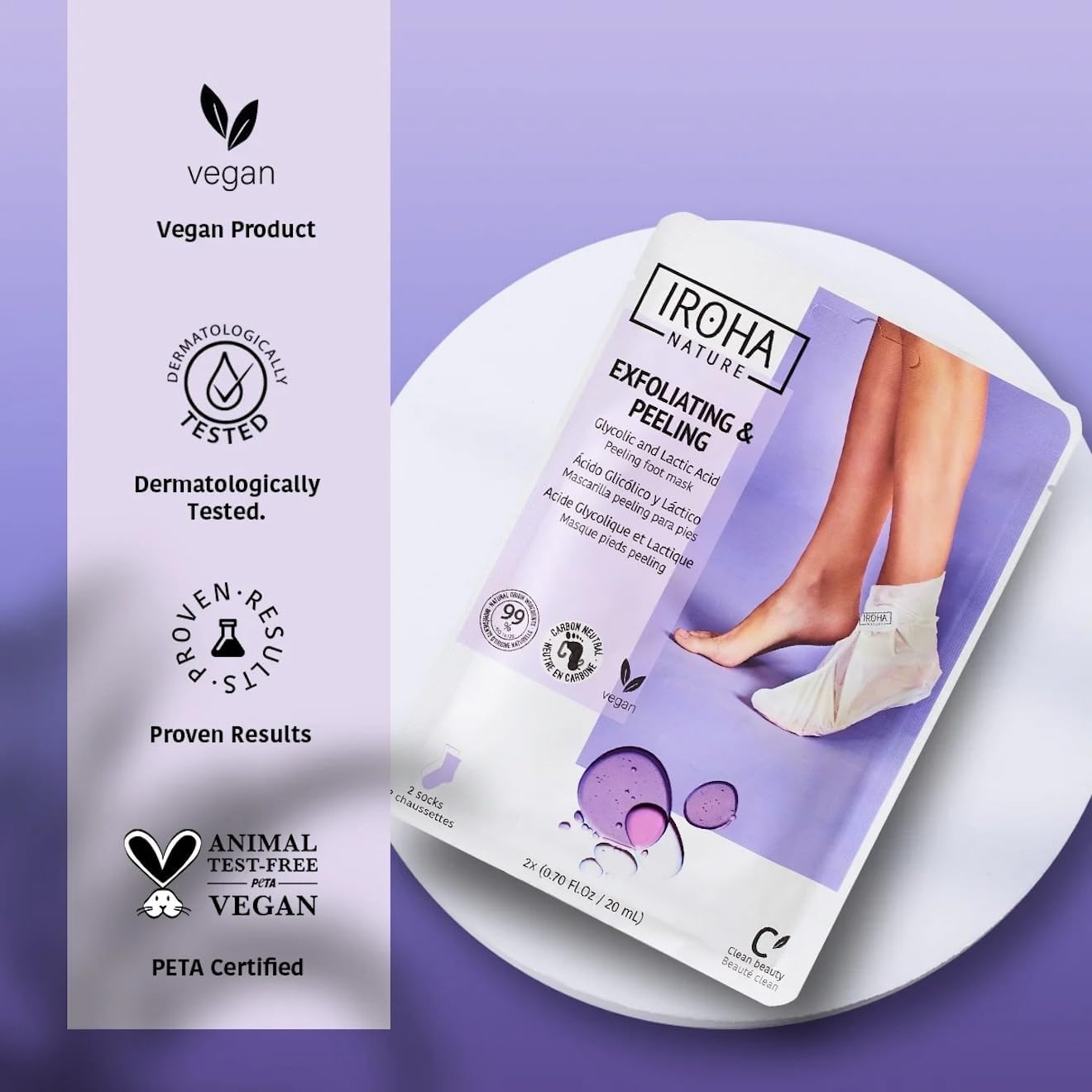 Exfoliating Foot Peel Mask with Lavender - 2 Pairs (2 Uses) - Intensive Treatment for Dry Skin & Calluses, Glycolic & Lactic Acid, Removes Dead Skin, Cracked Heel Repair, Vegan & Natural …