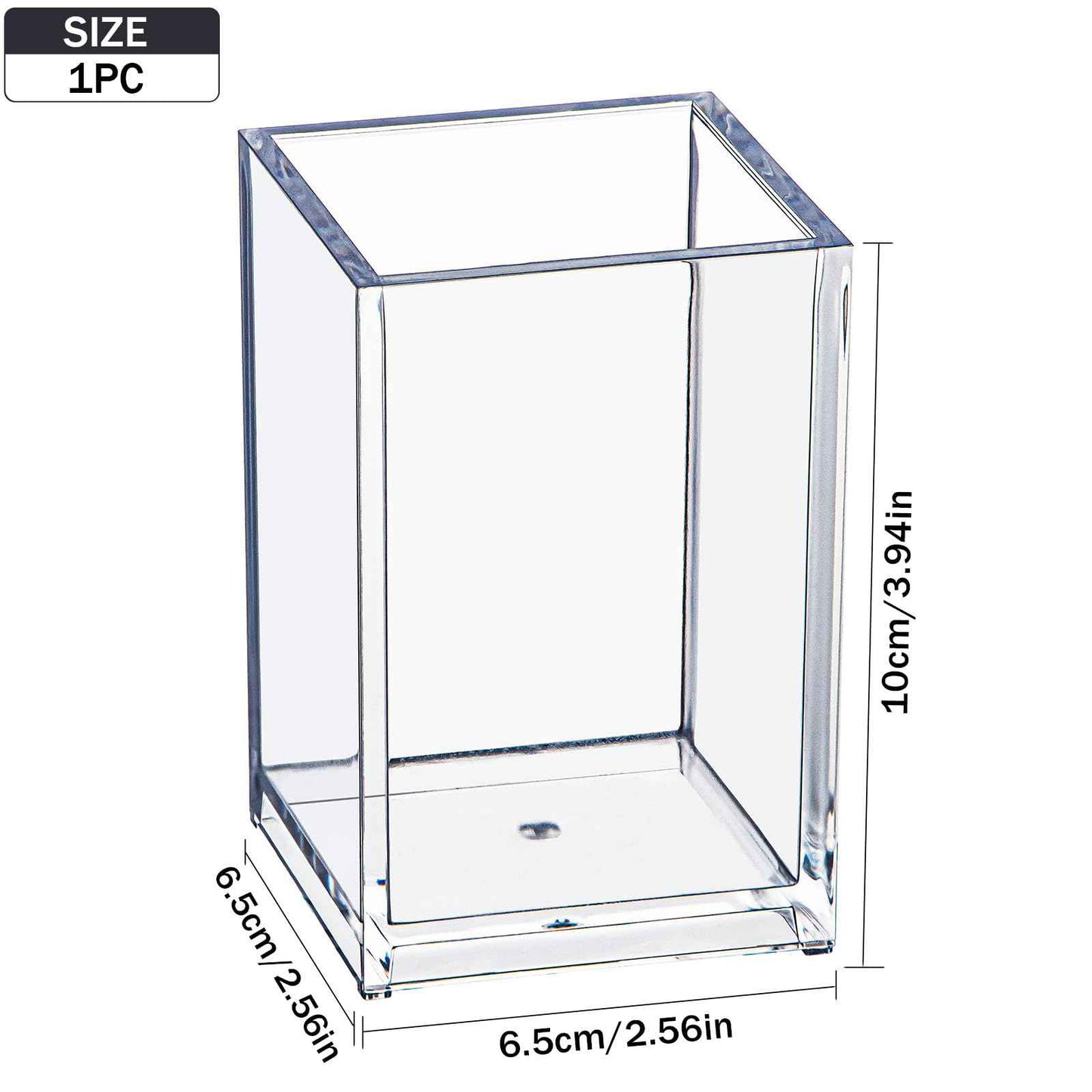 Dayaanee Acrylic Makeup Brush Organizers Countertop, Clear Pencil Holder Transparent Lipstick Holder 2.5x2.5x3.8 Inches Storage Square Cube for Bathroom Jewelry Accessories Pen Holding