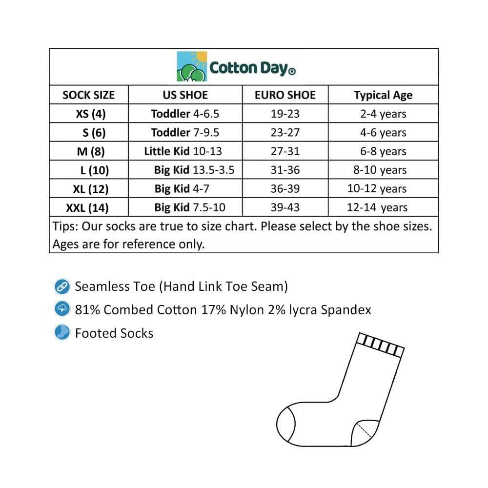 COTTON DAY Unisex Little Kids Youth Boys Girls Soft Cotton Crew Dress Socks Seamless Toe 6 Pack 4-6 years Plain White S (6)