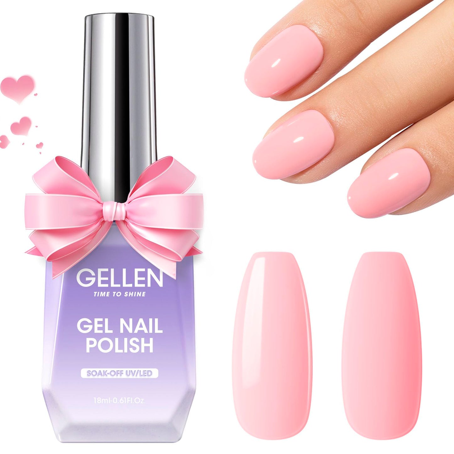 Gellen Gel Nail Polish - 18ml Pink Nude Gel Polish Soak Off UV Led Nail Polish Manicure Nail Art Valentine's Day Salon Home,0.61 OZ