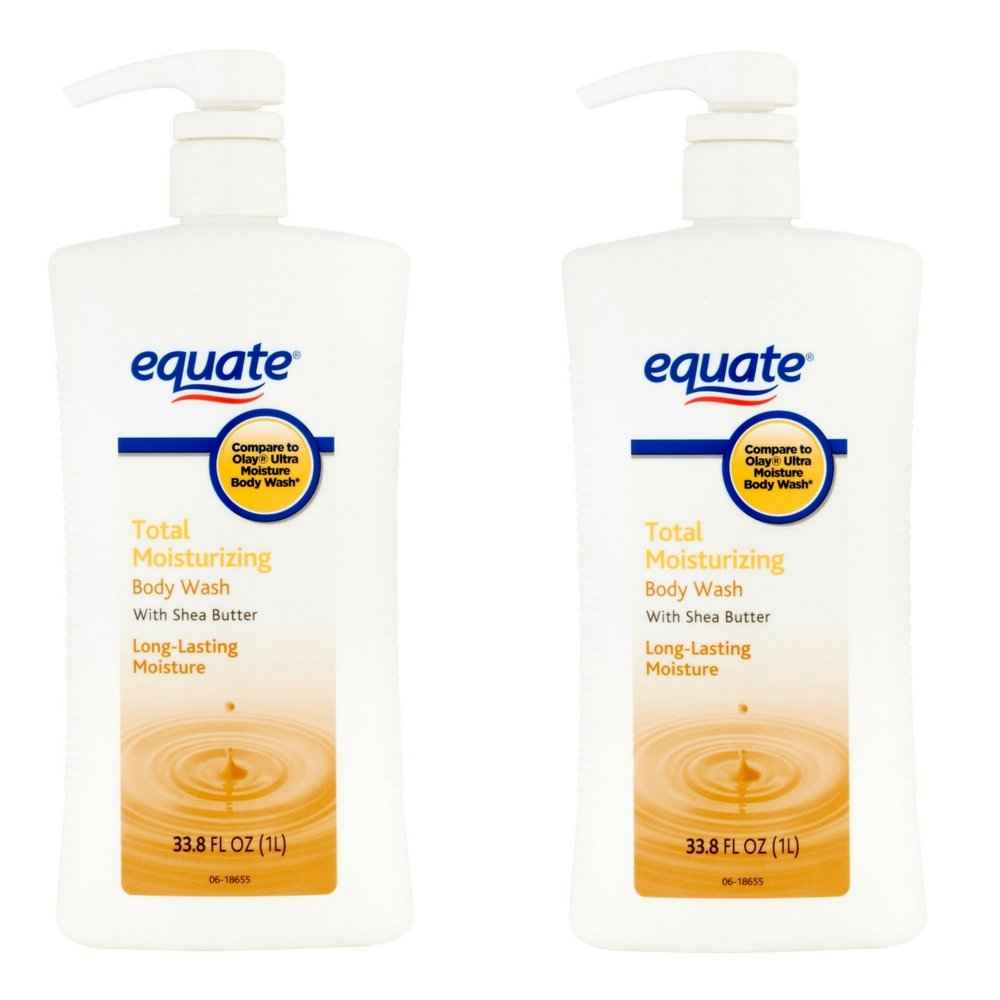 Equate Total Moisturizing Body Wash with Shea Butter, 33.8 fl oz (Pack of 2)