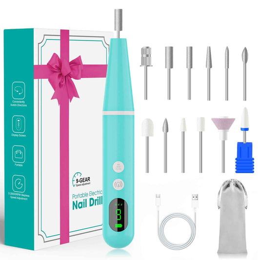 Electric Cordless Nail Drill, Super Lightweight Electric Nail File, Professional Manicure Pedicure Kit with 9 Speed & LCD Display, Nail Grinder for Thick Toenail Cuticle Women Men Baby Pets