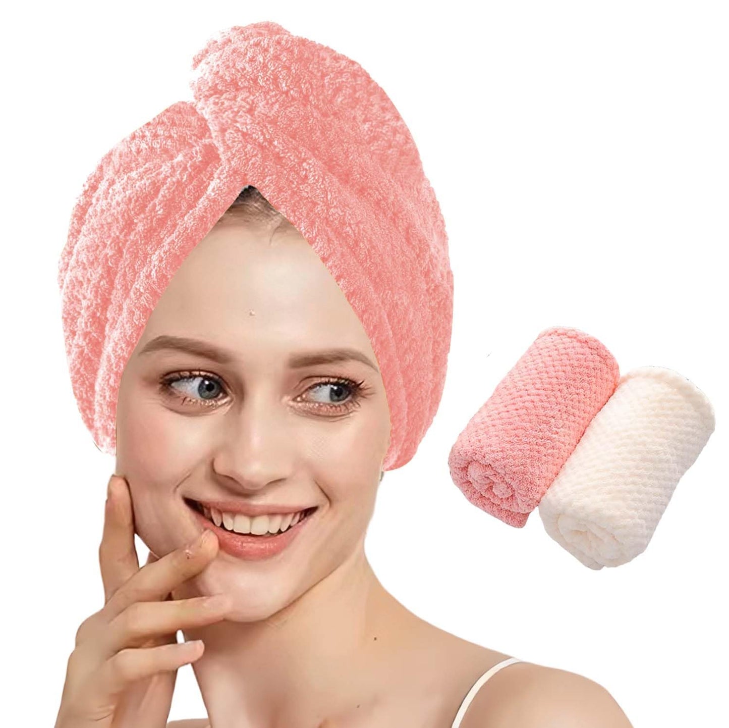 2 Pcs Microfiber Hair Towel,Hair Towel Wrap for Women,Plopping Towel Curly Hair,Head Towels Wrap for Women,Hair Wrap for Hair Drying,Hair Turbans for Wet Long Hair,Hair Turban,Shower Hair Wraps