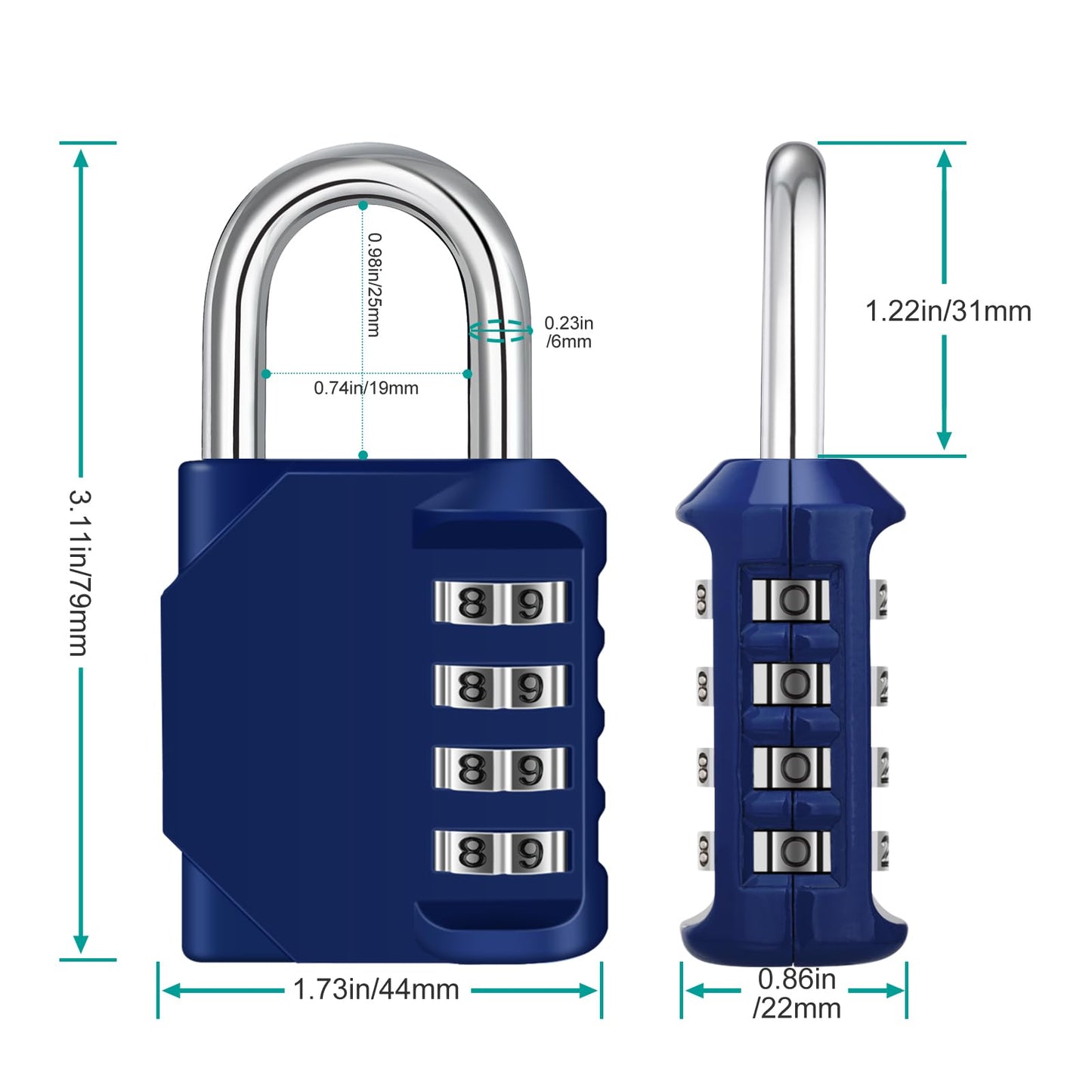 ZHEGE Combination Lock 2 Pack, 4 Digit Padlock for Gym, Employee, School, Fence. Hasp Cabinet & Storage - Set Your Own Keyless Resettable Combo