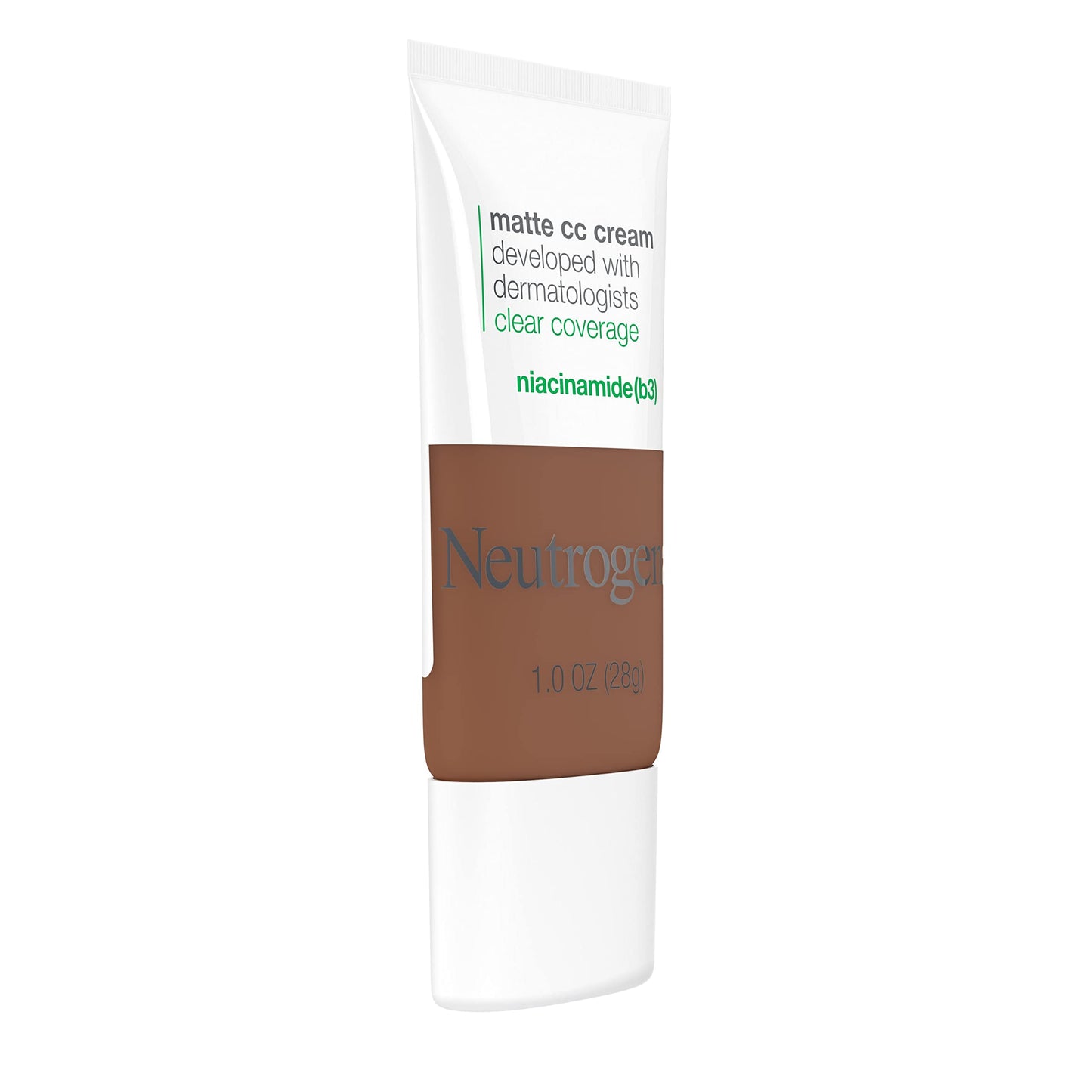 Neutrogena Clear Coverage Flawless Matte CC Cream, Full-Coverage Color Correcting Cream Face Makeup with Niacinamide (b3), Hypoallergenic, Oil Free & Fragrance Free, Cinnamon, 1 oz