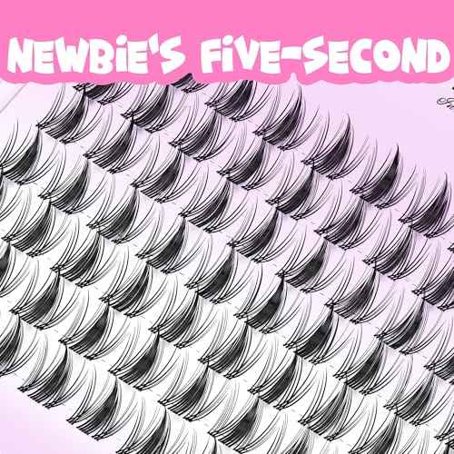 VEYESBEAUTY Lash Clusters Eyelash Extensions Thin & Invisible Band DIY Individual False Eyelashes Newbie's Five-Second Series Wispy Lash Tray for Self-application, Manga Lashes12mm Length