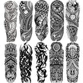 Totem Temporary Sleeve Tattoo for Men and Women Full Arm Fake Tribal Totem Tattoos for Adults Waterproof Realistic Sleeve Tattoos,10-Sheet