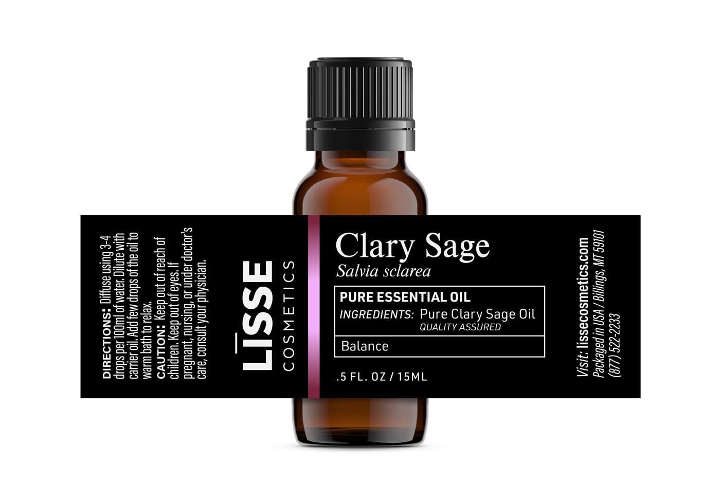 Lisse 100% Pure Clary Sage Essential Oil - Batch Tested & Third Party Verified - Premium Quality You Can Trust (0.5 Fl Oz)