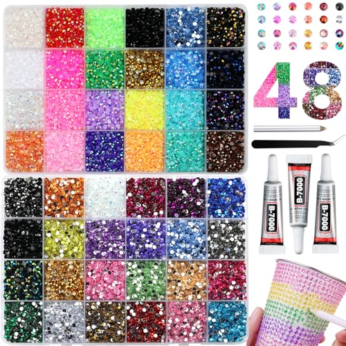 50000Pcs AB Coated Resin Rhinestones - 3mm Flatback Gems for Crafting