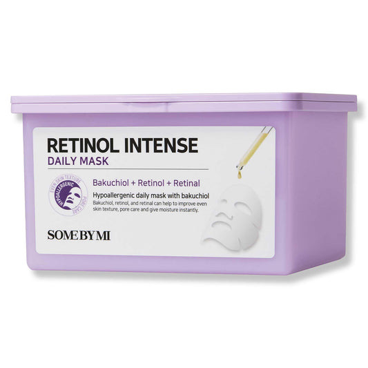 SOME BY MI Retinol Intense Daily Mask - 30 Sheets, 11.8Oz - Mild Korean Retinol Vegan Face Sheet Mask for Glass Skin Routine - Skin Texture, Elasticity and Aging Sign Care - Korean Skin Care