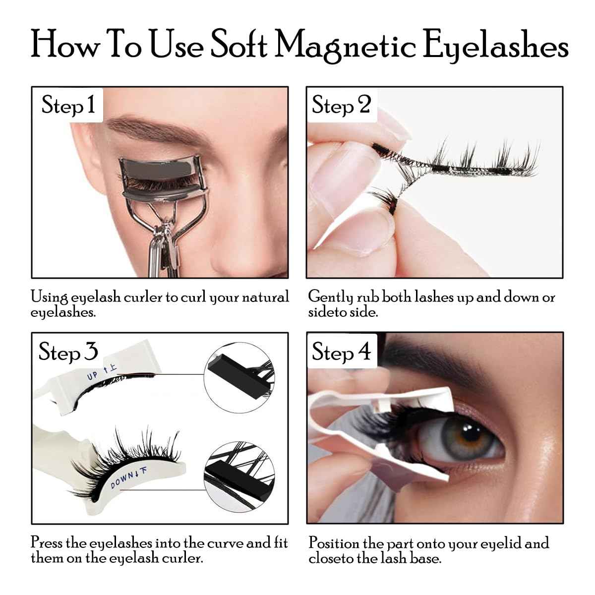 Soft Magnetic False Eyelashes, Reusable, Natural Look, No Glue Required, with Portable Storage Case, Black