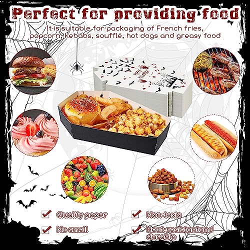 Halloween Coffin Paper Trays, 36-Pack Disposable Food Holders