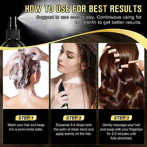 Organic Black Rice Water Spray for Hair Growth, A Solution with Castor Oil & Ginger Root Extract for Thicker, Fuller Hair, Targets Hair Loss and Repairs Damage 100ml/3.2 fl.oz (1 PC)